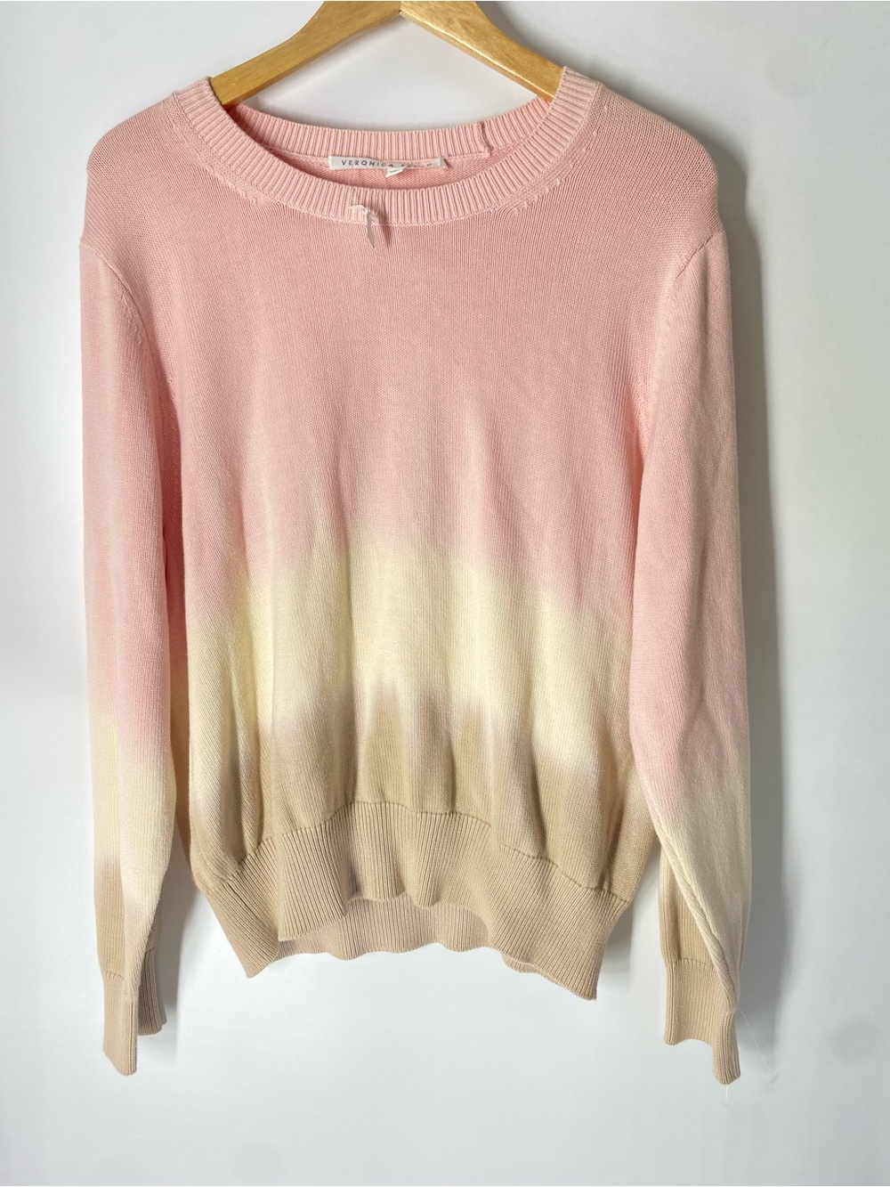 Veronica Beard Nikasha Ombré Sweater Pink Cream Tan Crewneck Knit